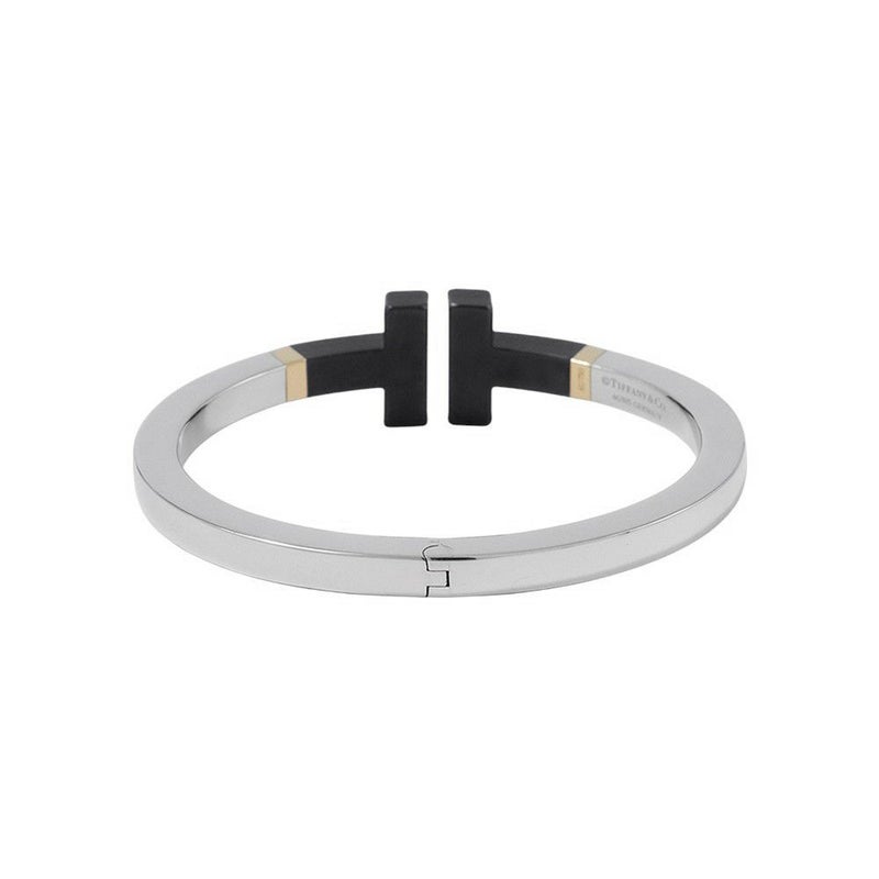 ティファニー ブレスレット Tスクエア バングル SV925/SSブラックコーティング/K18YG ジュエリー
