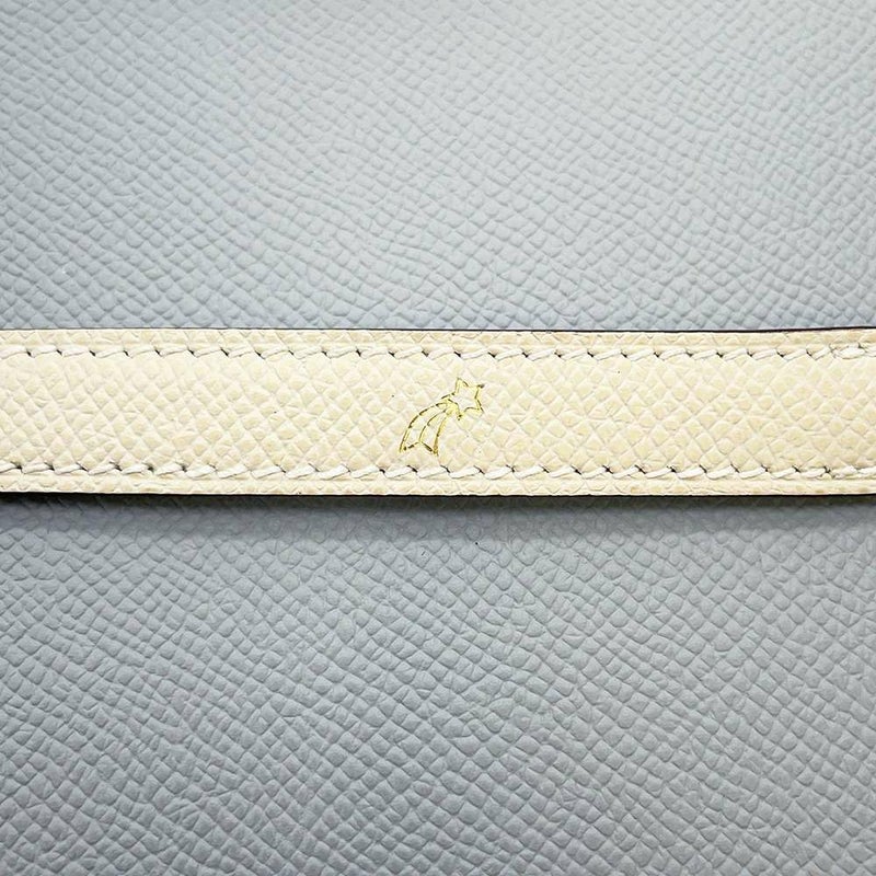 エルメス ハンドバッグ ケリー25 外縫い ブルーグラシエ/クレ/シャンパンゴールド金具 ヴォーエプソン B刻印 2way SPO