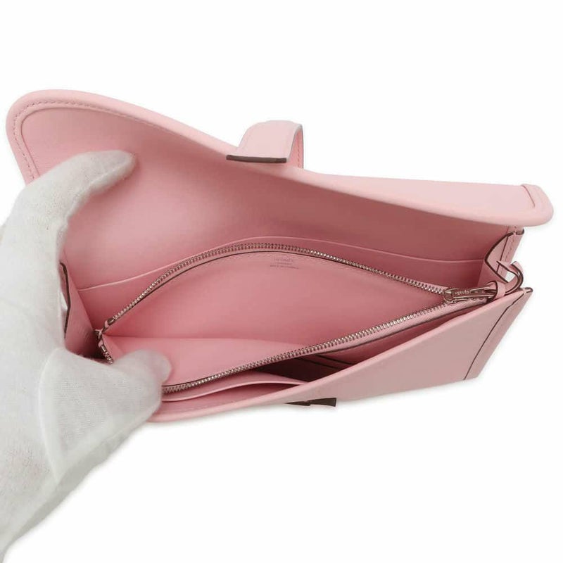 エルメス 長財布 ジジェ デュオ ローズサクラ/シルバー金具 スイフト Z刻印 HERMES 財布