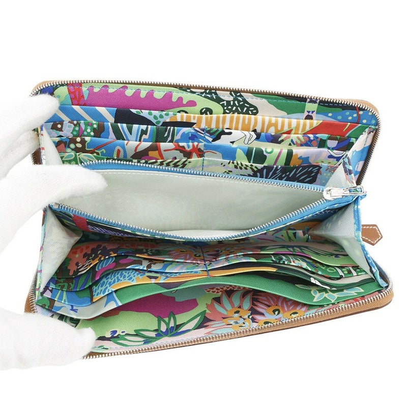 エルメス 長財布 アザップロング シルクイン ゴールド/シルバー金具 エプソン W刻印 HERMES 財布