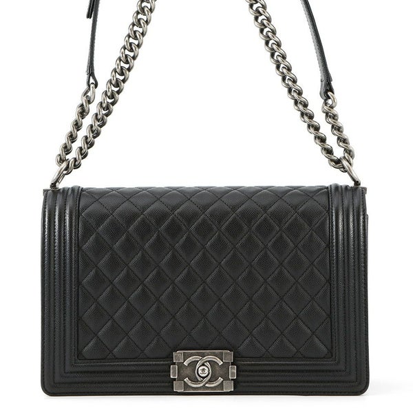 シャネル チェーンショルダーバッグ ボーイシャネル ラージ マトラッセ ココマーク A92193 CHANEL 黒