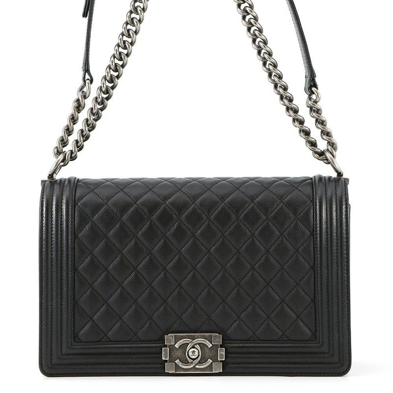 シャネル チェーンショルダーバッグ ボーイシャネル ラージ マトラッセ ココマーク A92193 CHANEL 黒