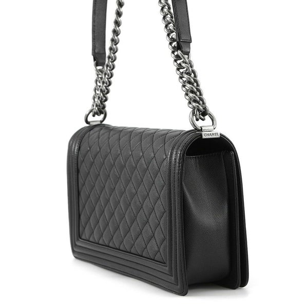 シャネル チェーンショルダーバッグ ボーイシャネル ラージ マトラッセ ココマーク A92193 CHANEL 黒