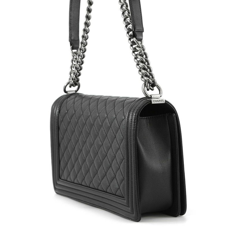 シャネル チェーンショルダーバッグ ボーイシャネル ラージ マトラッセ ココマーク A92193 CHANEL 黒