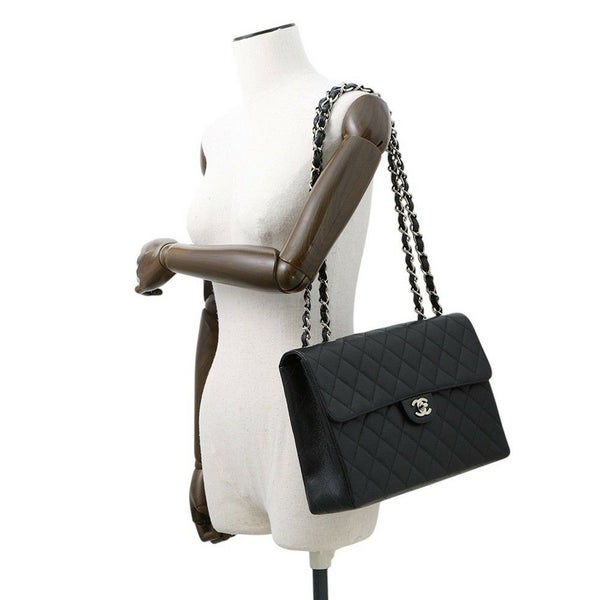 シャネル チェーンショルダーバッグ デカマトラッセ 30 ココマーク キャビアスキン ダブルチェーン A11869 CHANEL デカマト 黒