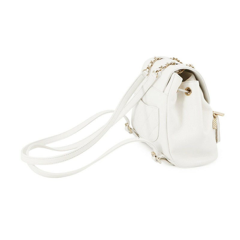 シャネル バックパック ココマーク マトラッセ キャビアスキン AS3530 CHANEL バッグ リュック 白