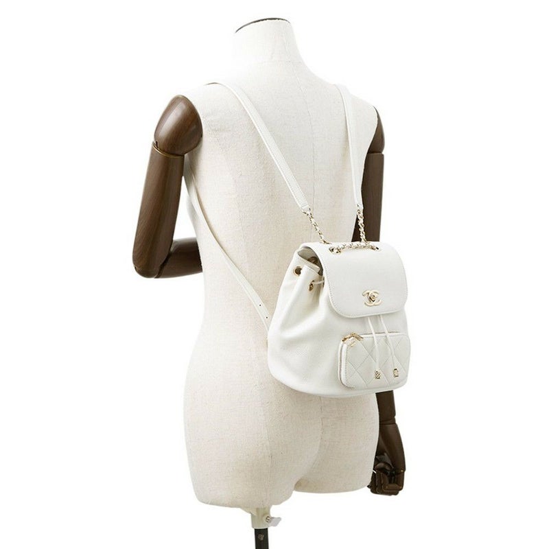 シャネル バックパック ココマーク マトラッセ キャビアスキン AS3530 CHANEL バッグ リュック 白