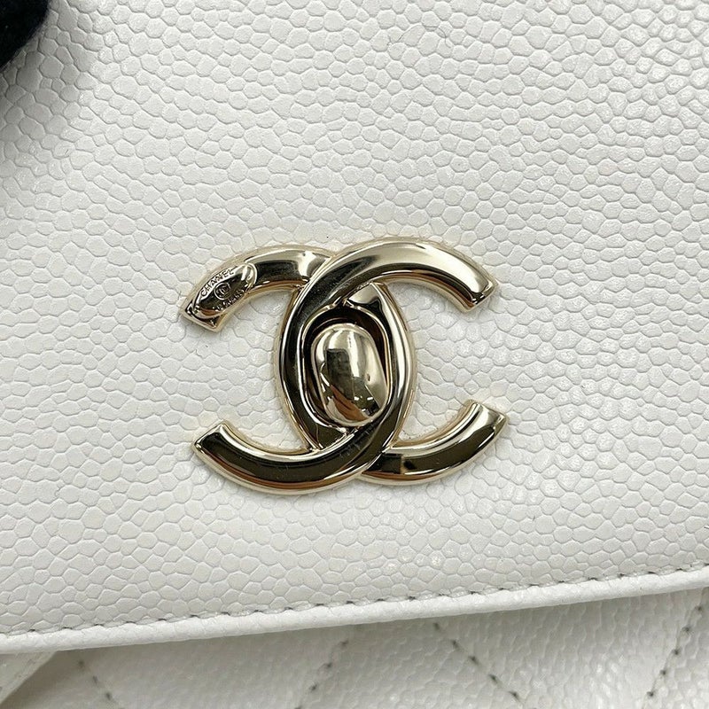 シャネル バックパック ココマーク マトラッセ キャビアスキン AS3530 CHANEL バッグ リュック 白
