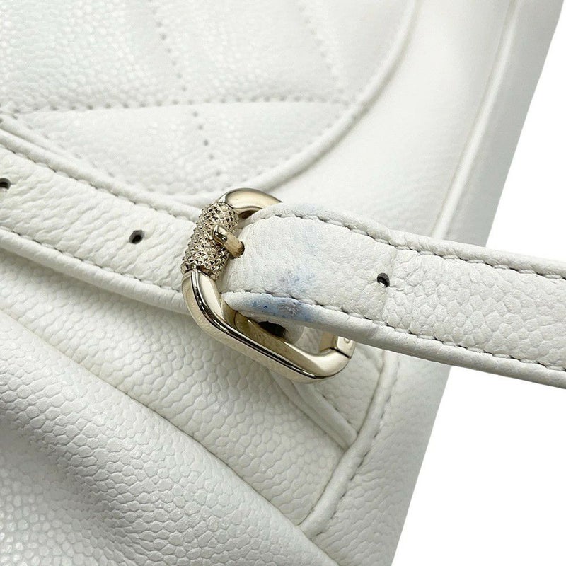 シャネル バックパック ココマーク マトラッセ キャビアスキン AS3530 CHANEL バッグ リュック 白