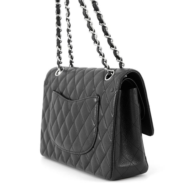 シャネル チェーンショルダーバッグ マトラッセ25 ココマーク キャビアスキン ダブルチェーン A01112 CHANEL 黒