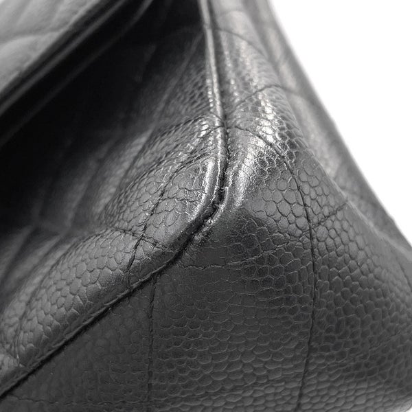 シャネル チェーンショルダーバッグ マトラッセ25 ココマーク キャビアスキン ダブルチェーン A01112 CHANEL 黒