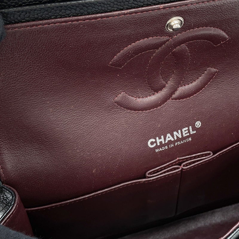 シャネル チェーンショルダーバッグ マトラッセ25 ココマーク キャビアスキン ダブルチェーン A01112 CHANEL 黒