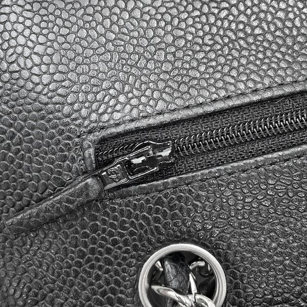 シャネル チェーンショルダーバッグ マトラッセ25 ココマーク キャビアスキン ダブルチェーン A01112 CHANEL 黒