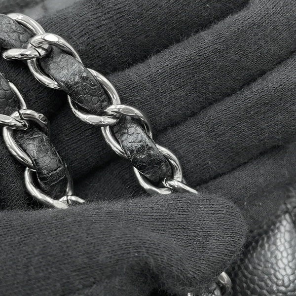 シャネル チェーンショルダーバッグ マトラッセ25 ココマーク キャビアスキン ダブルチェーン A01112 CHANEL 黒
