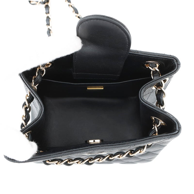 シャネル チェーンショルダーバッグ ココマーク マトラッセ ミニバケットバッグ キャビアスキン AS3176 CHANEL 黒