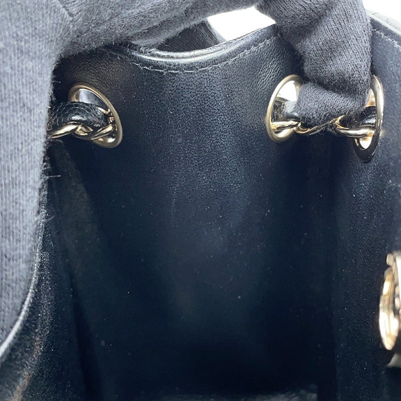 シャネル チェーンショルダーバッグ ココマーク マトラッセ ミニバケットバッグ キャビアスキン AS3176 CHANEL 黒