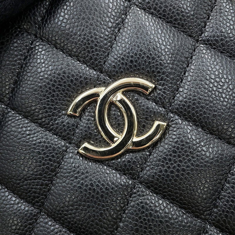 シャネル チェーンショルダーバッグ ココマーク マトラッセ ミニバケットバッグ キャビアスキン AS3176 CHANEL 黒