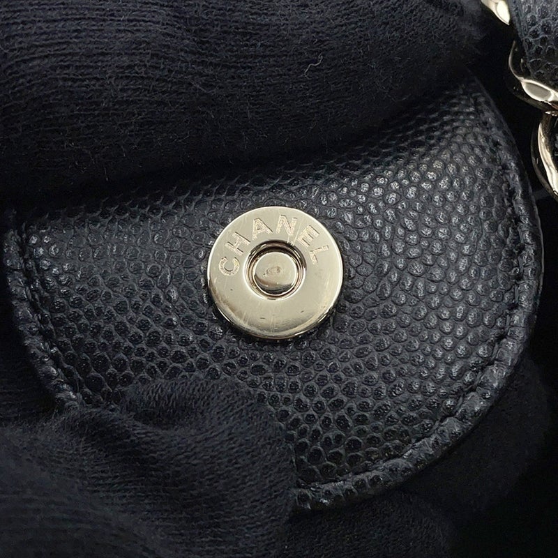 シャネル チェーンショルダーバッグ ココマーク マトラッセ ミニバケットバッグ キャビアスキン AS3176 CHANEL 黒