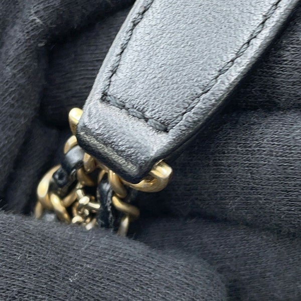 シャネル チェーンショルダーバッグ マトラッセ ココマーク ラムスキン フェイクパール CHANEL 黒