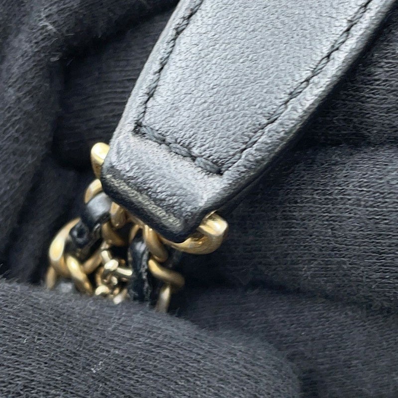 シャネル チェーンショルダーバッグ マトラッセ ココマーク ラムスキン フェイクパール CHANEL 黒