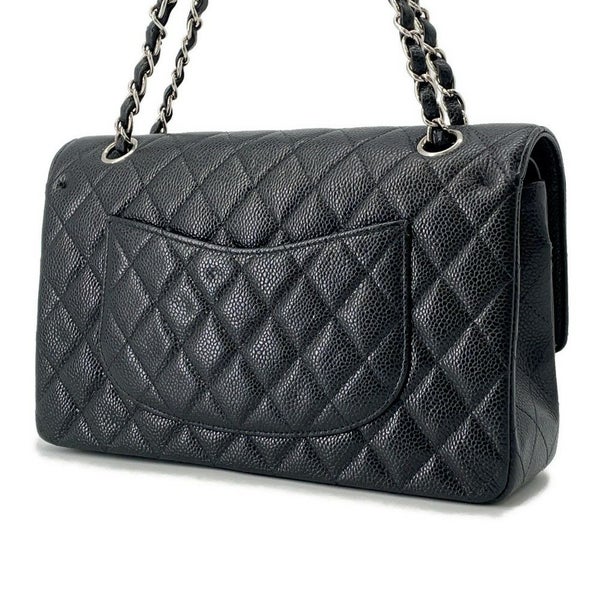 シャネル チェーンショルダーバッグ マトラッセ25 ココマーク ダブルチェーン キャビアスキン A01112 CHANEL 黒
