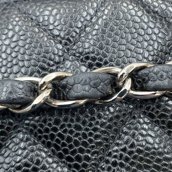 シャネル チェーンショルダーバッグ マトラッセ25 ココマーク ダブルチェーン キャビアスキン A01112 CHANEL 黒