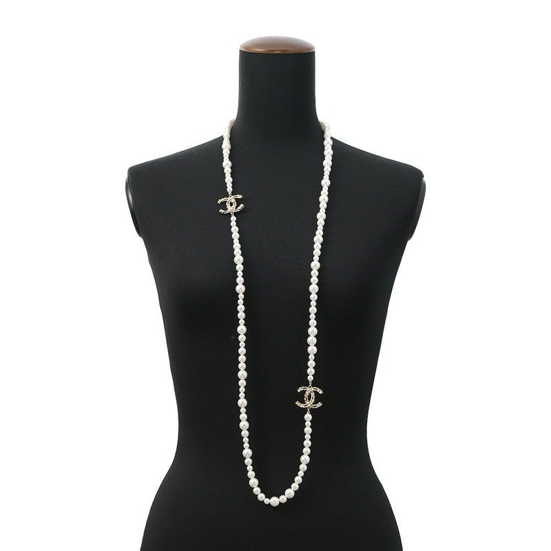シャネル ロングネックレス ココマーク フェイクパール B21 K CHANEL アクセサリー