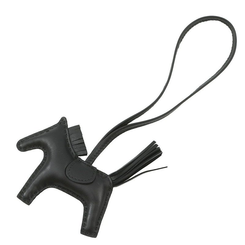 エルメス バッグチャーム ロデオ PM ブラック ラムスキン U刻印 HERMES チャーム ソーブラック 黒