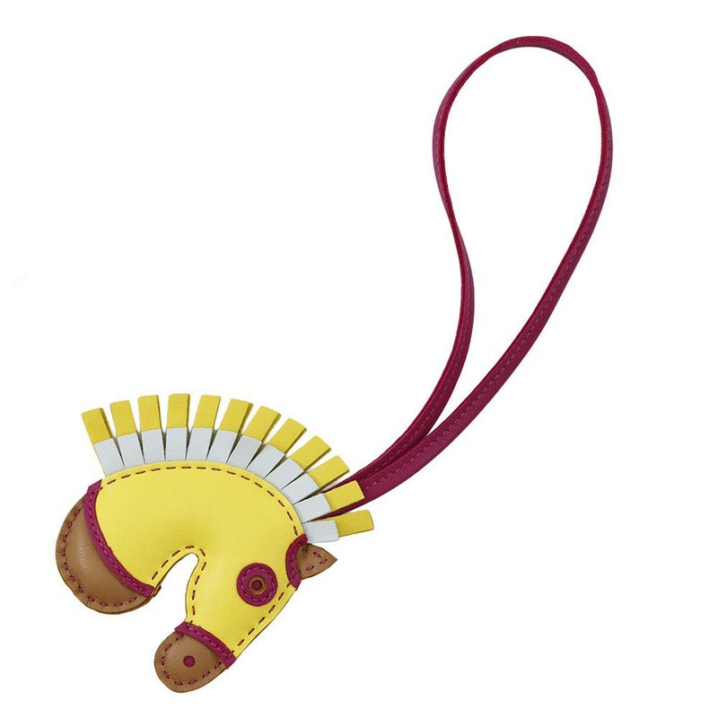 エルメス バッグチャーム ジージー カマイユ ライム/チャイ/ローズパープル/ブルーブリュム ラムスキン U刻印