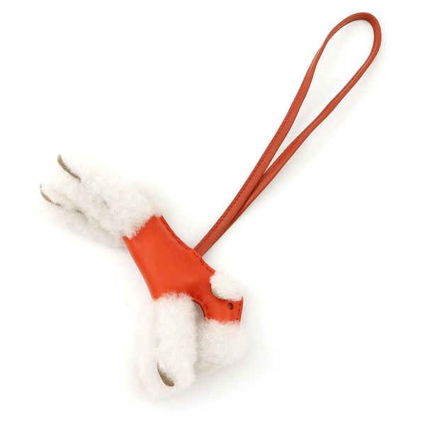 エルメス バッグチャーム バディ オレンジポピー/カーネリアン ラムスキン/ムートン U刻印