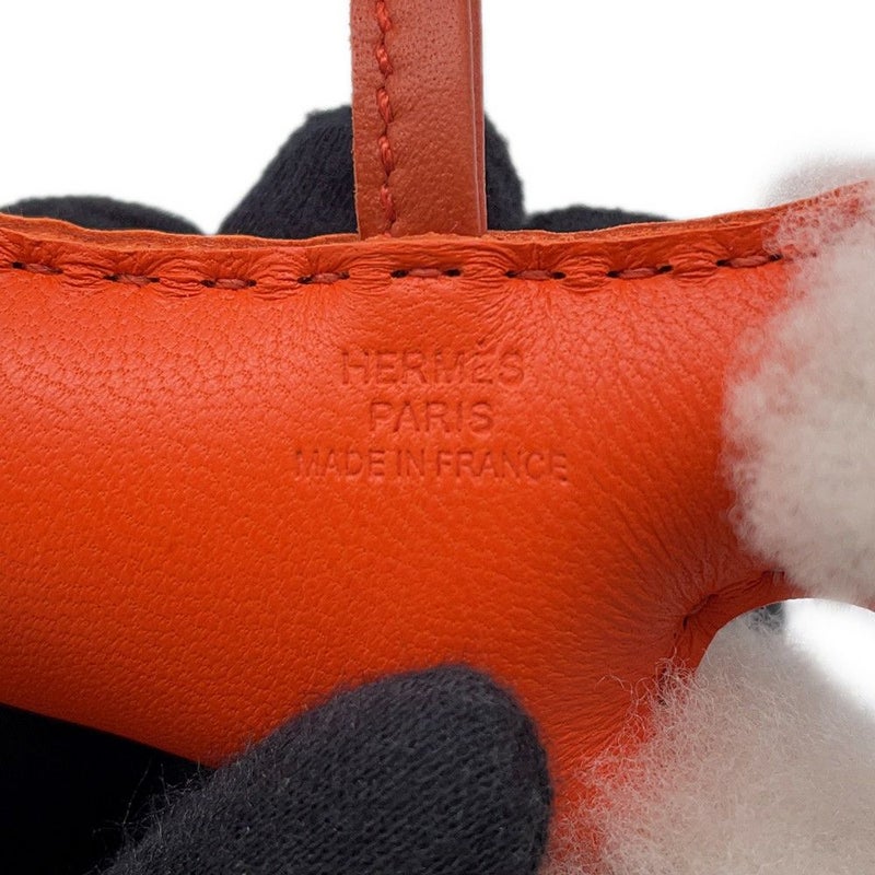 エルメス バッグチャーム バディ オレンジポピー/カーネリアン ラムスキン/ムートン U刻印