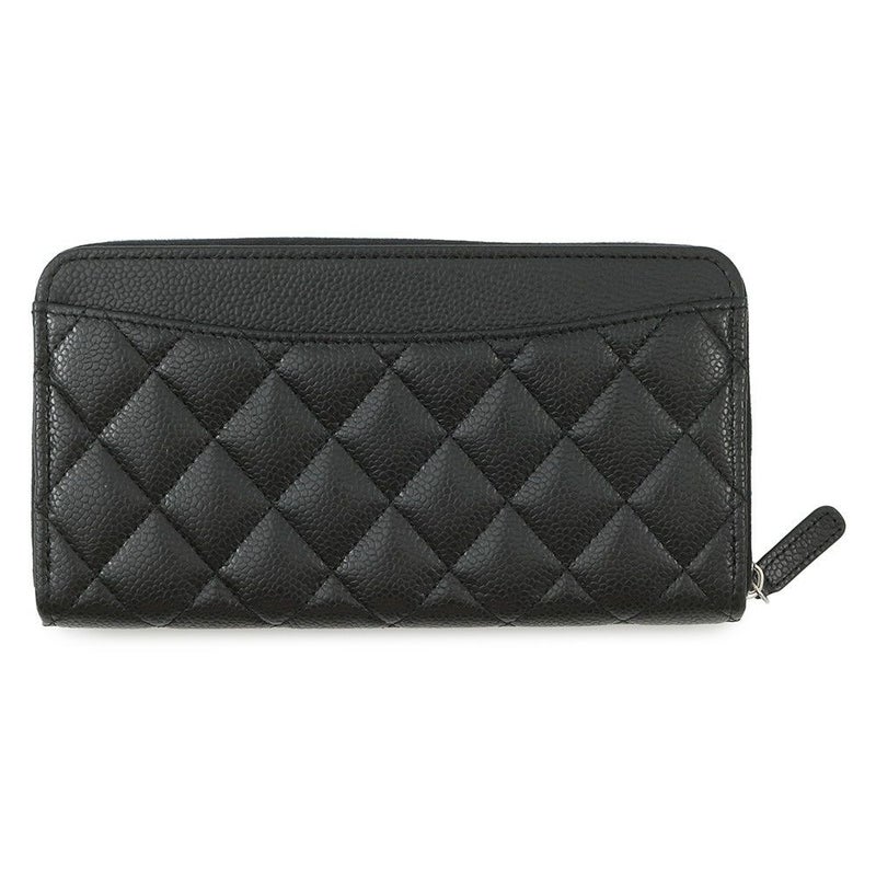 シャネル 長財布 クラシック ロング ジップ ウォレット ココマーク マトラッセ キャビアスキン AP0242 CHANEL 黒