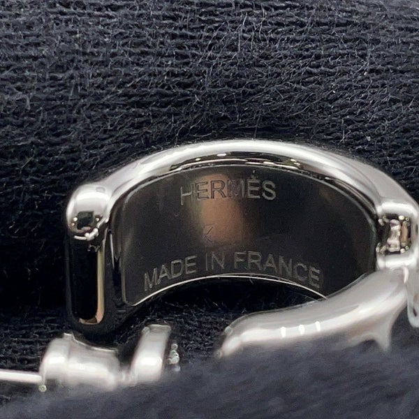 エルメス ピアス オランプPM ブラック/シルバー金具 ボックスカーフ HERMES アクセサリー 黒