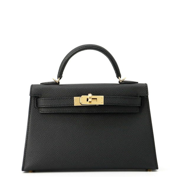 エルメス ハンドバッグ ミニケリー2 外縫い ブラック/ゴールド金具 エプソン K刻印 2wayショルダー 黒