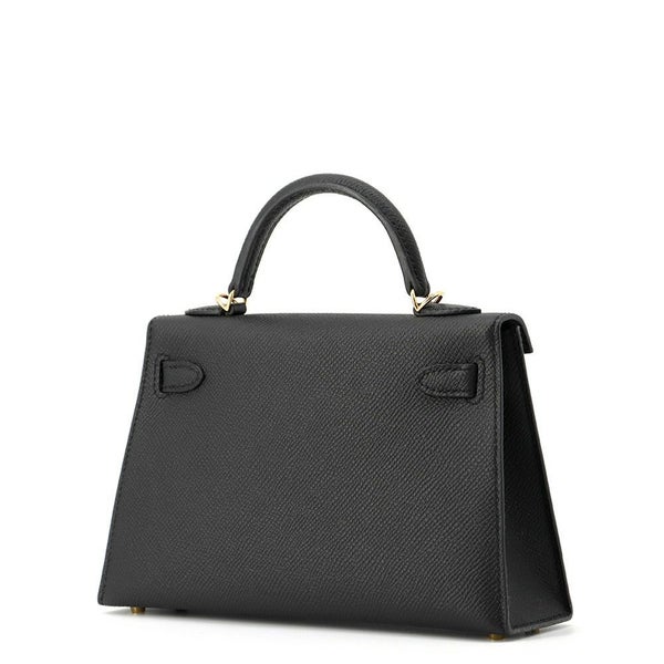 エルメス ハンドバッグ ミニケリー2 外縫い ブラック/ゴールド金具 エプソン K刻印 2wayショルダー 黒
