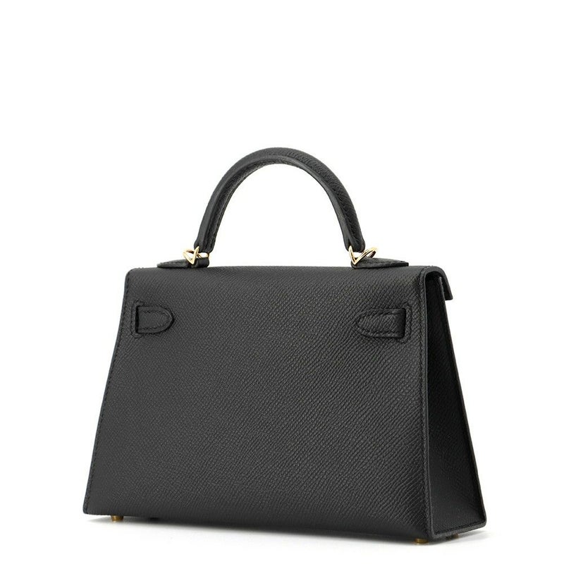 エルメス ハンドバッグ ミニケリー2 外縫い ブラック/ゴールド金具 エプソン K刻印 2wayショルダー 黒