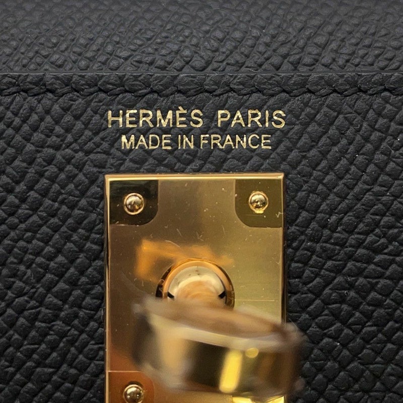 エルメス ハンドバッグ ミニケリー2 外縫い ブラック/ゴールド金具 エプソン K刻印 2wayショルダー 黒
