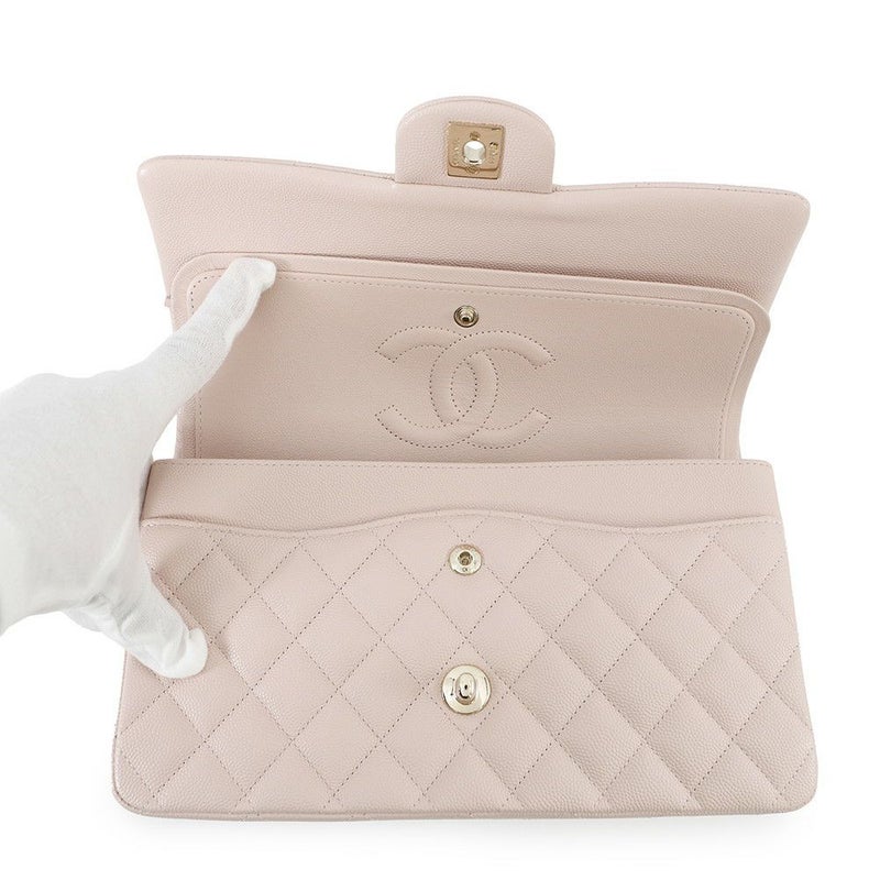 シャネル チェーンショルダーバッグ マトラッセ25 ココマーク ダブルチェーン キャビアスキン A01112 CHANEL