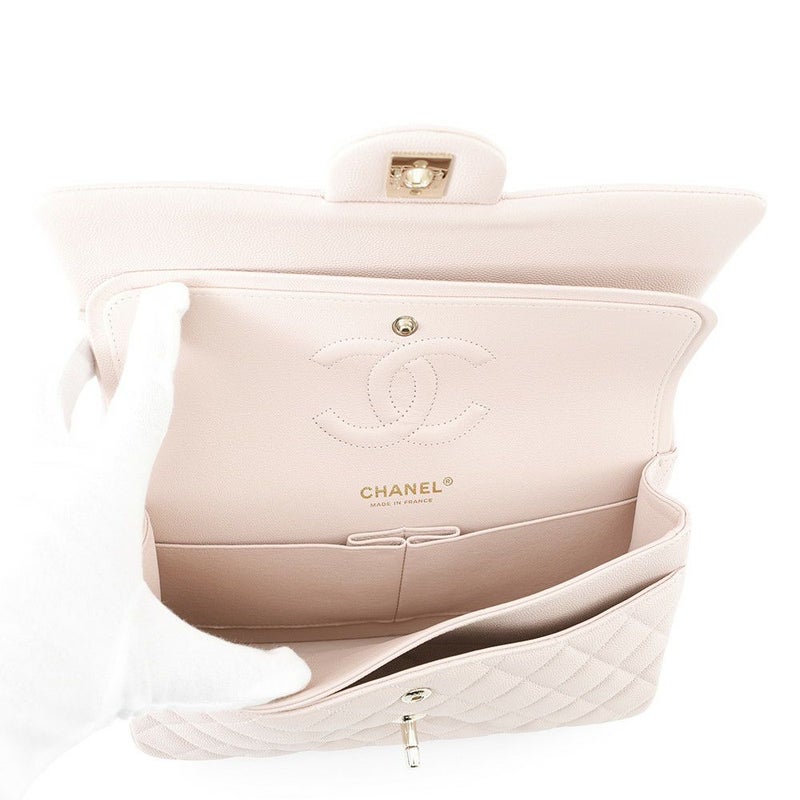 シャネル チェーンショルダーバッグ マトラッセ25 ココマーク ダブルチェーン キャビアスキン A01112 CHANEL