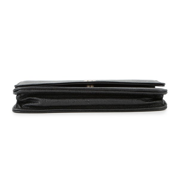シャネル チェーンウォレット カメリア ココマーク キャビアスキン A47421 CHANEL 財布 黒