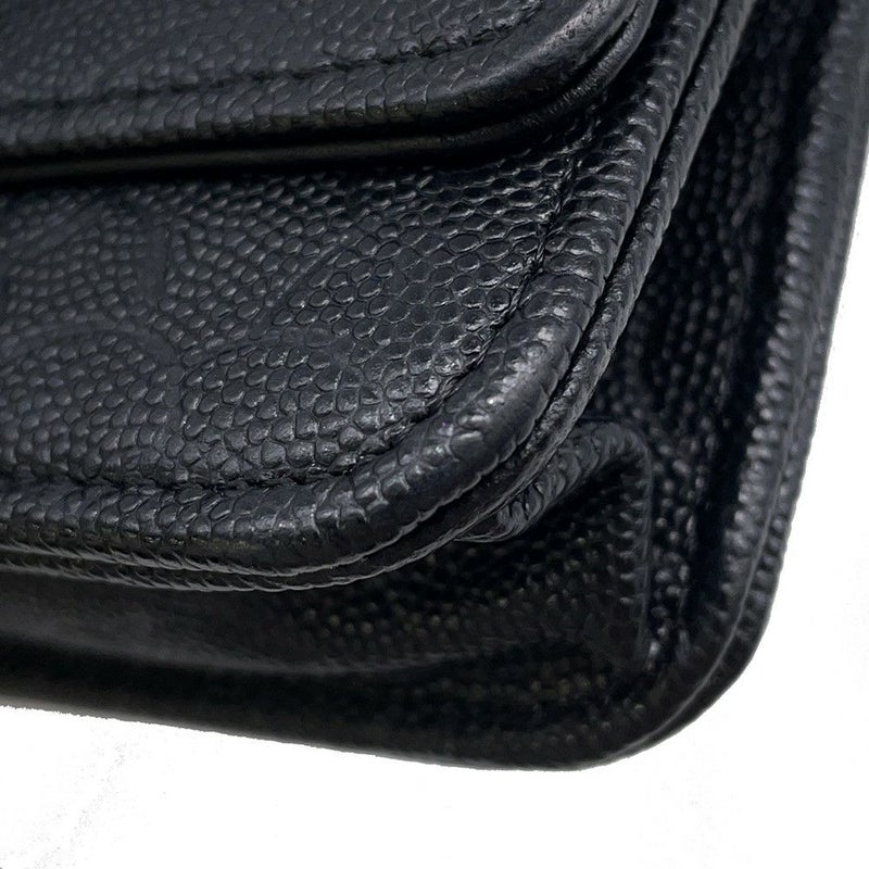シャネル チェーンウォレット カメリア ココマーク キャビアスキン A47421 CHANEL 財布 黒