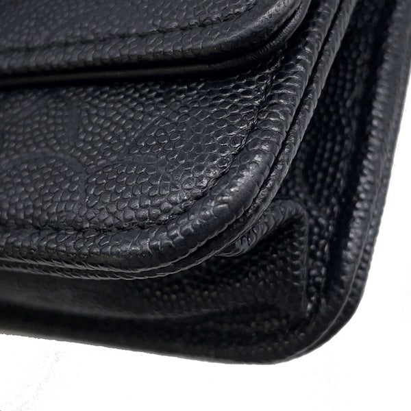 シャネル チェーンウォレット カメリア ココマーク キャビアスキン A47421 CHANEL 財布 黒