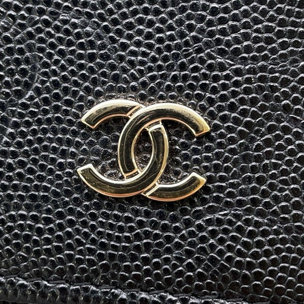 シャネル チェーンウォレット カメリア ココマーク キャビアスキン A47421 CHANEL 財布 黒