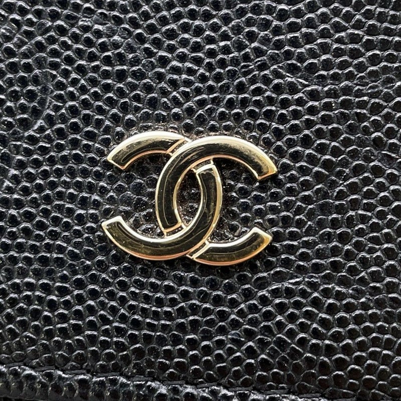 シャネル チェーンウォレット カメリア ココマーク キャビアスキン A47421 CHANEL 財布 黒