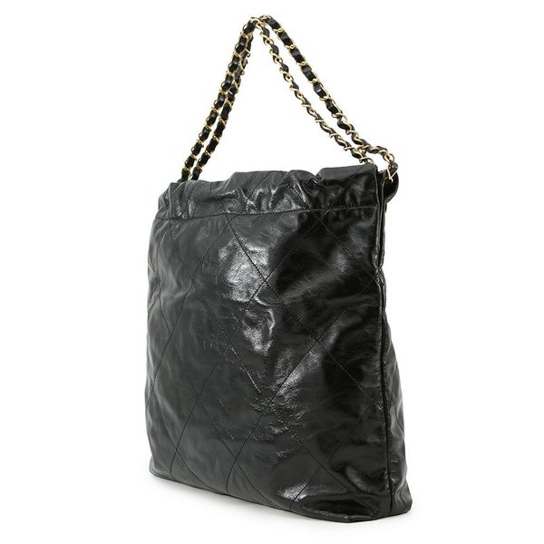 シャネル ハンドバッグ シャネル22 シャイニーカーフレザー AS3261 CHANEL ショルダーバッグ 黒