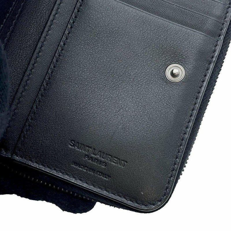 サンローランパリ 二つ折り財布 レオパード パテント 562796 SAINT LAURENT PARIS コンパクトウォレット ヒョウ柄 黒