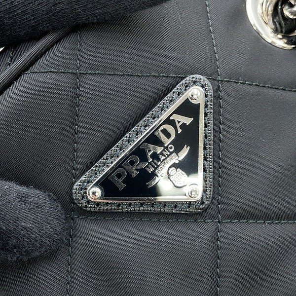 プラダ チェーンショルダーバッグ トライアングルロゴ キルティング ナイロン 1BB903 PRADA 黒