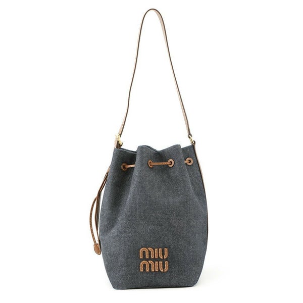 ミュウミュウ ショルダーバッグ バケットバッグ デニム レザー 5BE089 MIUMIU ワンショルダー