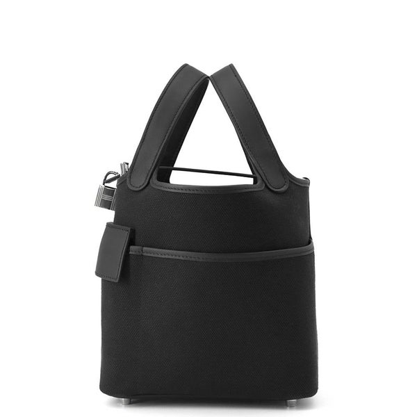 エルメス ハンドバッグ ピコタンロックPM カーゴ ブラック/シルバー金具 トワルゴエラン/スイフト K刻印 黒