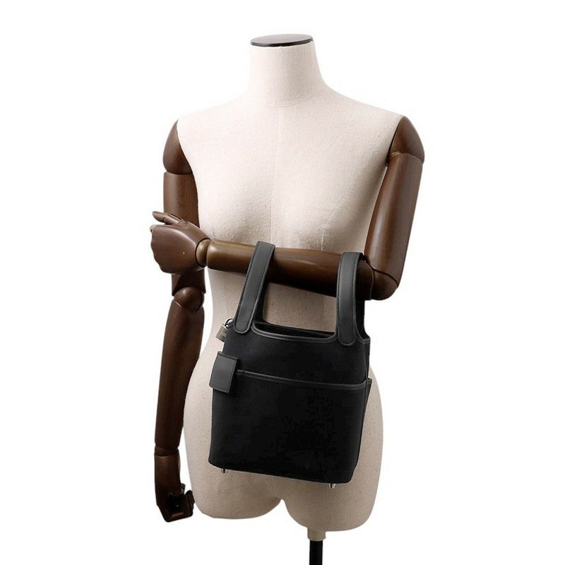 エルメス ハンドバッグ ピコタンロックPM カーゴ ブラック/シルバー金具 トワルゴエラン/スイフト K刻印 黒